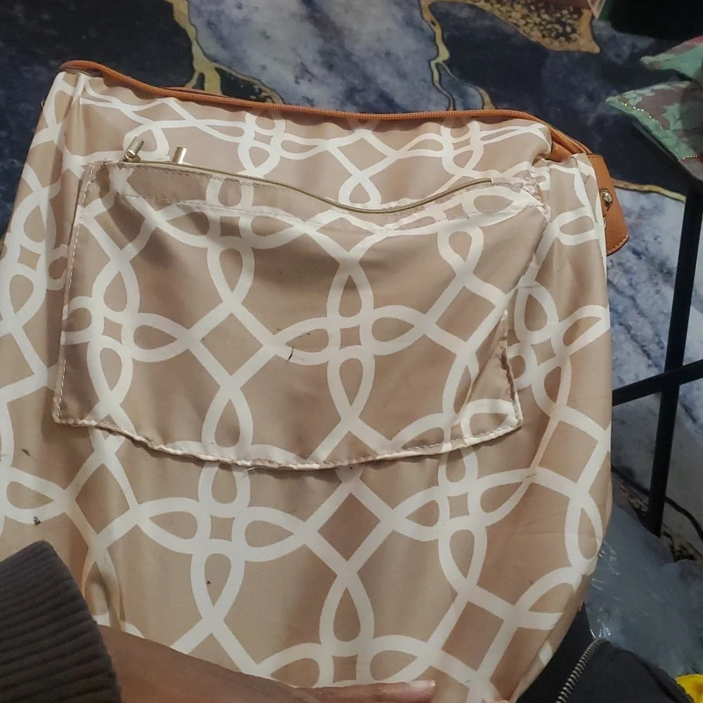 Sondra Roberts Squared Large Tangerine Pebbled Faux Leather Sachel